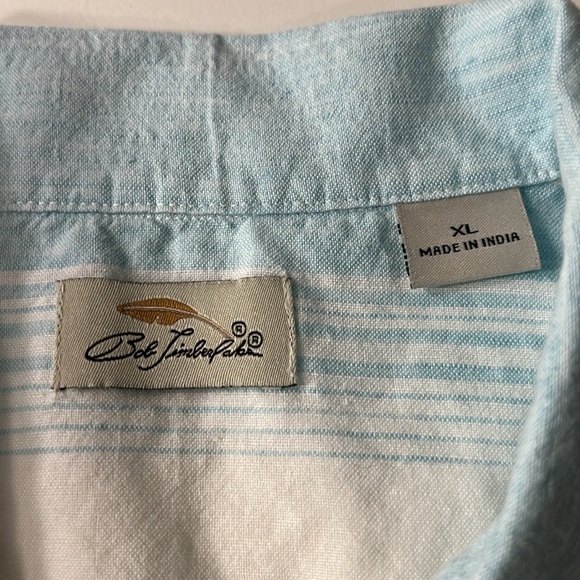 Bob Timberlake Men’s XL Button Down Blue & White Short Sleeve Collared Shirt - Picture 5 of 10